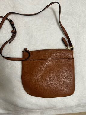Lauren Ralph Lauren Brown Pebbled Leather Crossbody Bag